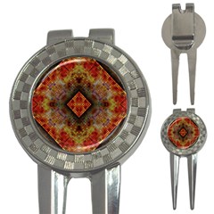 Autumn Kaleidoscope Art Pattern 3-in-1 Golf Divots by Simbadda