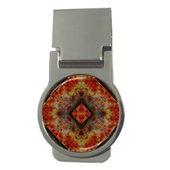 Autumn Kaleidoscope Art Pattern Money Clips (Round) 