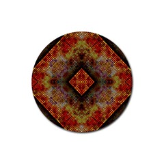 Autumn Kaleidoscope Art Pattern Rubber Coaster (Round) 