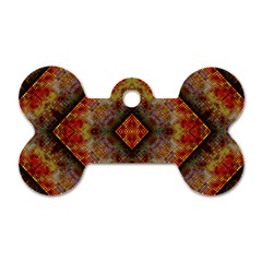 Autumn Kaleidoscope Art Pattern Dog Tag Bone (Two Sides)