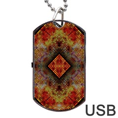 Autumn Kaleidoscope Art Pattern Dog Tag USB Flash (Two Sides)