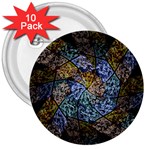 Multi Color Tile Twirl Octagon 3  Buttons (10 pack)  Front