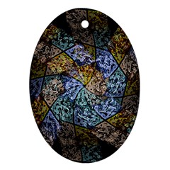 Multi Color Tile Twirl Octagon Oval Ornament (two Sides) by Simbadda