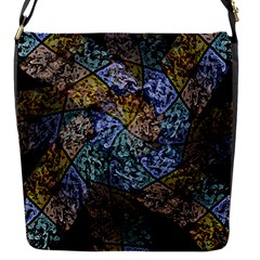 Multi Color Tile Twirl Octagon Flap Closure Messenger Bag (s) by Simbadda