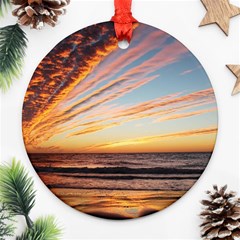 Sunset Beach Ocean Scenic Ornament (round) by Simbadda