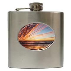 Sunset Beach Ocean Scenic Hip Flask (6 Oz) by Simbadda