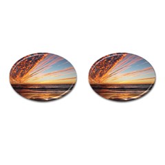 Sunset Beach Ocean Scenic Cufflinks (oval) by Simbadda