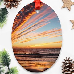 Sunset Beach Ocean Scenic Oval Ornament (two Sides) by Simbadda