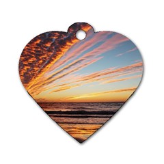 Sunset Beach Ocean Scenic Dog Tag Heart (two Sides) by Simbadda