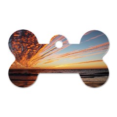 Sunset Beach Ocean Scenic Dog Tag Bone (two Sides) by Simbadda