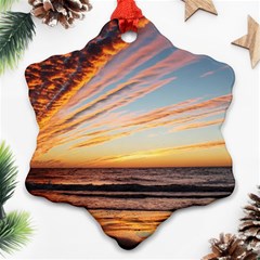 Sunset Beach Ocean Scenic Snowflake Ornament (two Sides) by Simbadda