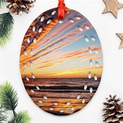 Sunset Beach Ocean Scenic Oval Filigree Ornament (two Sides) by Simbadda