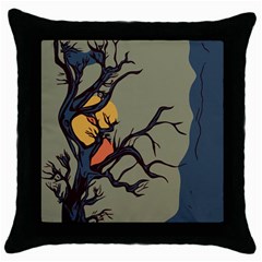 Art Drawing Abstract Blue Yellow Throw Pillow Case (black) by Celenk