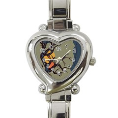 Art Drawing Abstract Blue Yellow Heart Italian Charm Watch by Celenk