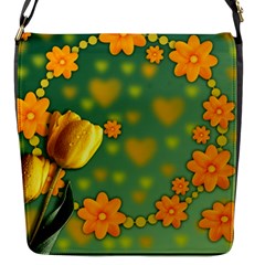 Background Design Texture Tulips Flap Closure Messenger Bag (s) by Celenk