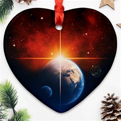 Earth Globe Planet Space Universe Ornament (heart) by Celenk