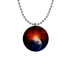 Earth Globe Planet Space Universe Button Necklaces by Celenk