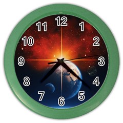 Earth Globe Planet Space Universe Color Wall Clock by Celenk