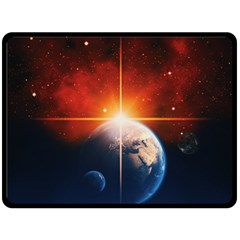 Earth Globe Planet Space Universe Fleece Blanket (large)  by Celenk