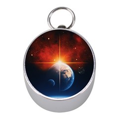 Earth Globe Planet Space Universe Mini Silver Compasses by Celenk