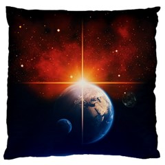 Earth Globe Planet Space Universe Large Flano Cushion Case (one Side) by Celenk