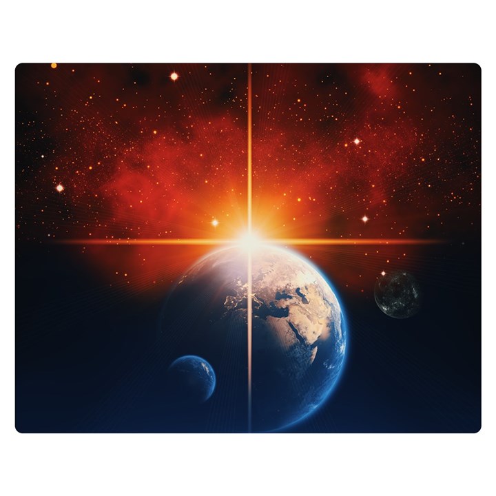 Earth Globe Planet Space Universe Double Sided Flano Blanket (Medium) 