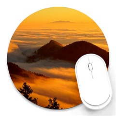 Fog Clouds Sea Of Fog Mountain Round Mousepads by Celenk