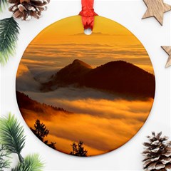 Fog Clouds Sea Of Fog Mountain Ornament (round) by Celenk