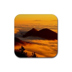 Fog Clouds Sea Of Fog Mountain Rubber Coaster (square)  by Celenk