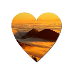 Fog Clouds Sea Of Fog Mountain Heart Magnet by Celenk