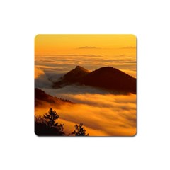 Fog Clouds Sea Of Fog Mountain Square Magnet by Celenk