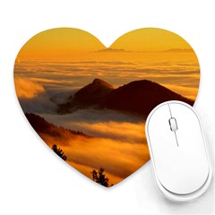 Fog Clouds Sea Of Fog Mountain Heart Mousepads by Celenk