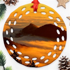 Fog Clouds Sea Of Fog Mountain Round Filigree Ornament (two Sides) by Celenk