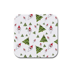 Christmas Santa Claus Decoration Rubber Square Coaster (4 Pack)  by Celenk