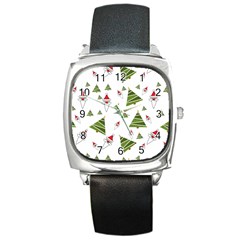 Christmas Santa Claus Decoration Square Metal Watch