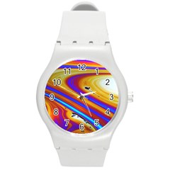 Soap Bubble Color Colorful Round Plastic Sport Watch (m) by Celenk