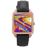 Soap Bubble Color Colorful Rose Gold Leather Watch  Front