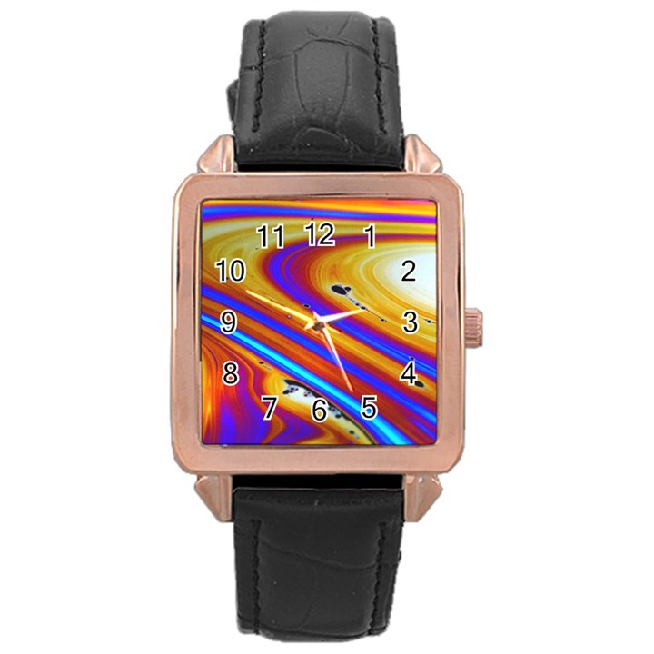 Soap Bubble Color Colorful Rose Gold Leather Watch 