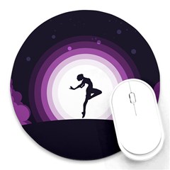 Woman Moon Fantasy Composing Night Round Mousepads by Celenk