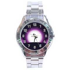 Woman Moon Fantasy Composing Night Stainless Steel Analogue Watch by Celenk