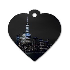 New York Skyline New York City Dog Tag Heart (two Sides) by Celenk