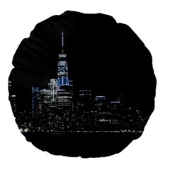 New York Skyline New York City Large 18  Premium Flano Round Cushions by Celenk