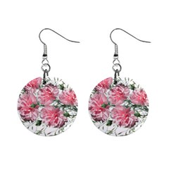 Carnations Flowers Nature Garden Mini Button Earrings