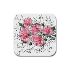 Carnations Flowers Nature Garden Rubber Coaster (square)  by Celenk