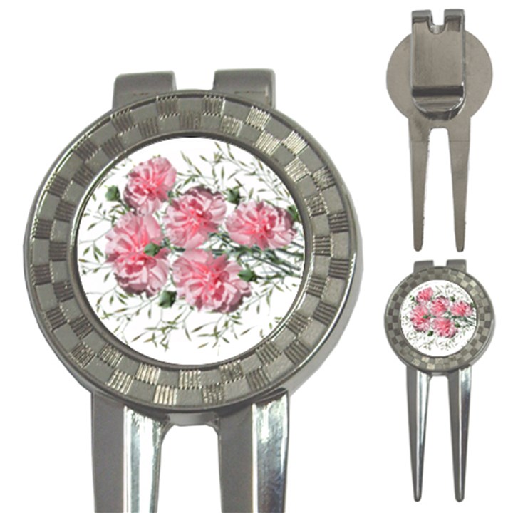 Carnations Flowers Nature Garden 3-in-1 Golf Divots