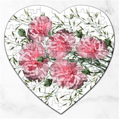 Carnations Flowers Nature Garden Jigsaw Puzzle (heart) by Celenk