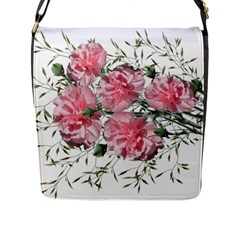 Carnations Flowers Nature Garden Flap Closure Messenger Bag (l) by Celenk