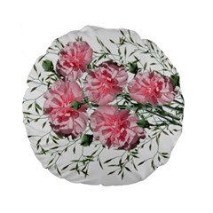 Carnations Flowers Nature Garden Standard 15  Premium Flano Round Cushions