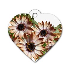 Sun Daisies Leaves Flowers Dog Tag Heart (one Side) by Celenk