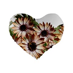 Sun Daisies Leaves Flowers Standard 16  Premium Heart Shape Cushions by Celenk